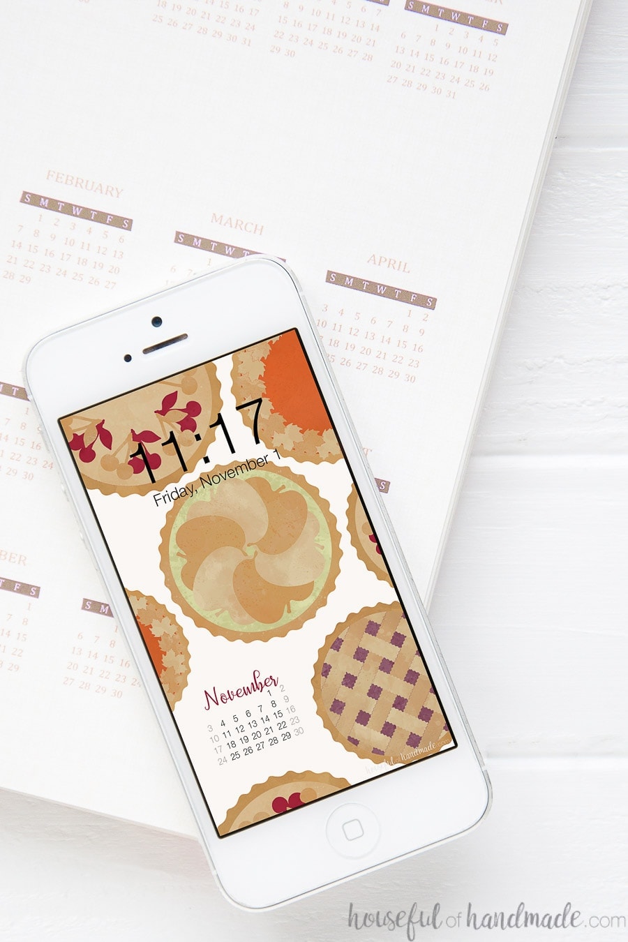 Smartphone Laying On Top Of A Planner With A Pie Print - Paper - HD Wallpaper 