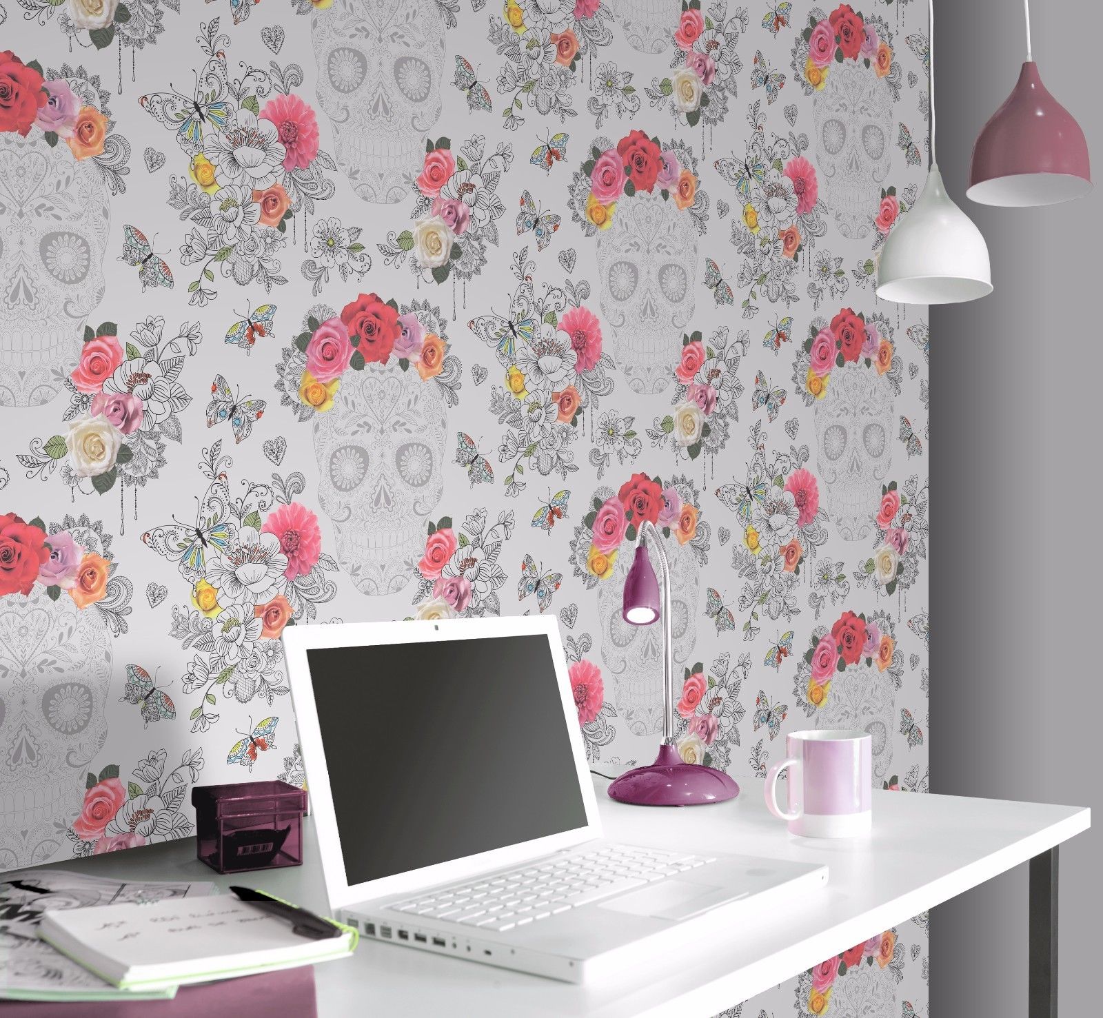 Skull Wallpaper Gothic Dark Black Silver Goth Cool - Candy Skull Wallpaper Bedroom - HD Wallpaper 