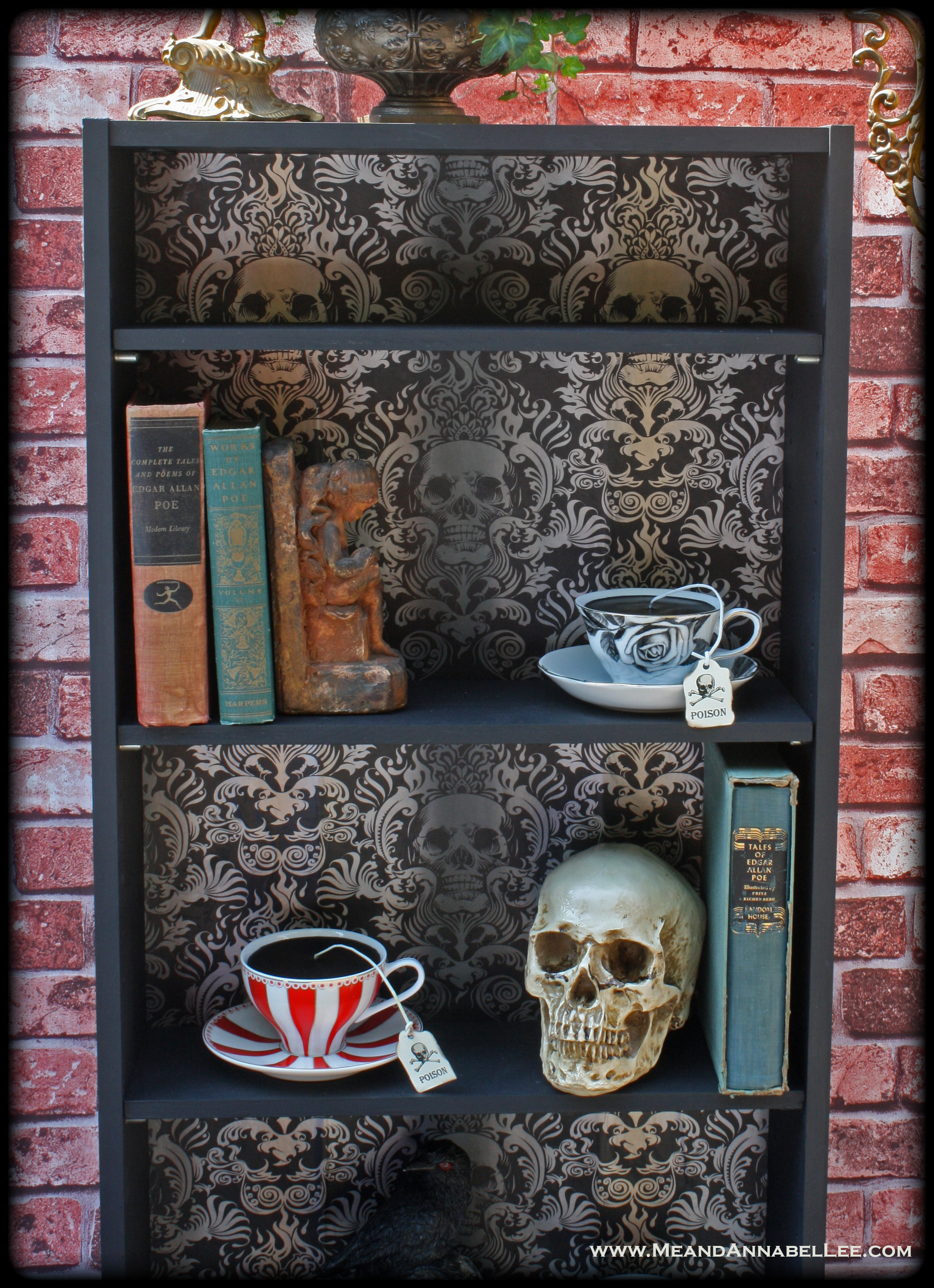 Diy Gothic Skull Bookcase - Black Gothic Shelves - HD Wallpaper 