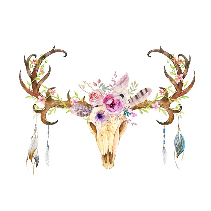 Antlers With Flowers Clipart - HD Wallpaper 
