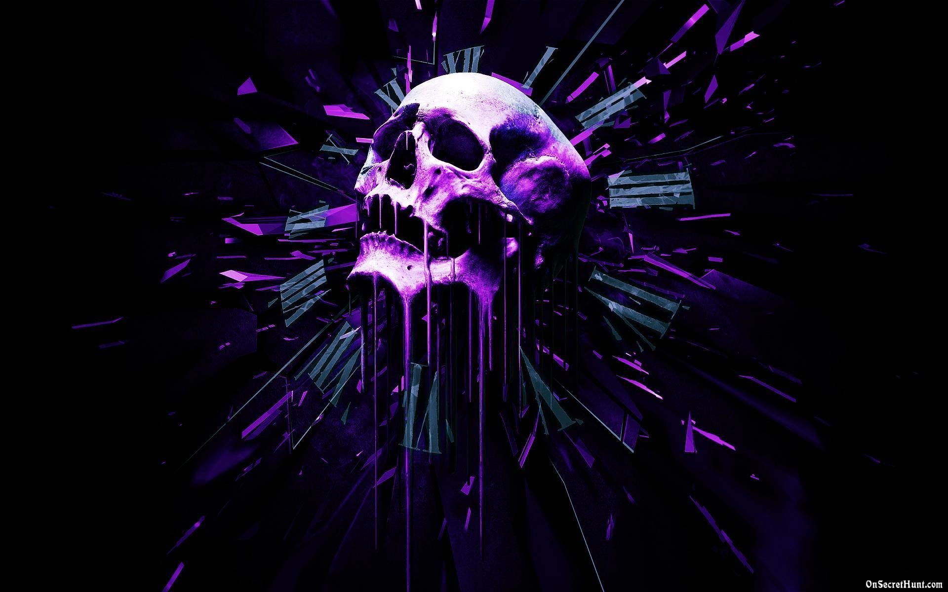 Purple Skull Wallpaper - Skull Melting In Clock - HD Wallpaper 