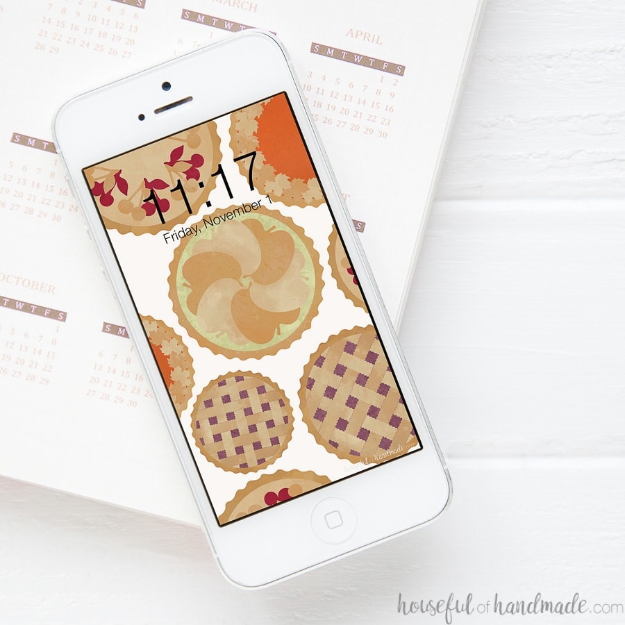 White Iphone With Pie Pattern Digital Wallpaper On - HD Wallpaper 