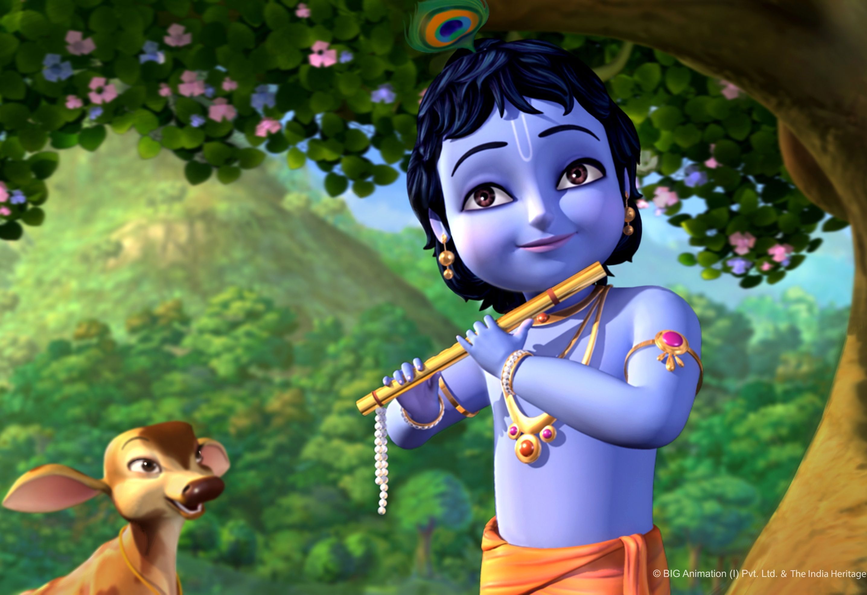 Animated Little Krishna Cartoon Wallpaper Hd Picture - Krishna Cartoon - HD Wallpaper 