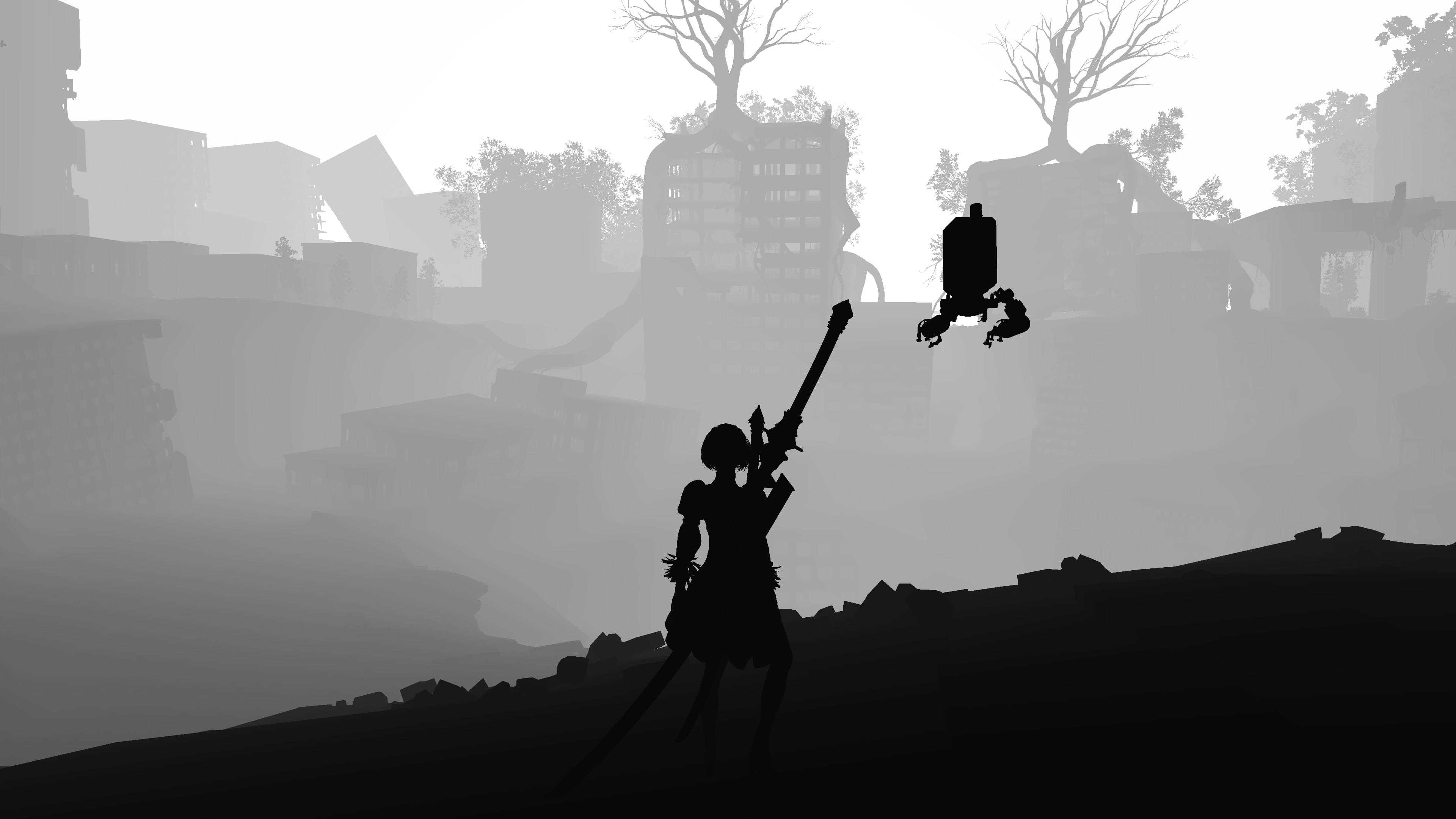 Nier Automata Black And White Uhd 4k Wallpaper - Nier Automata Wallpaper Black - HD Wallpaper 