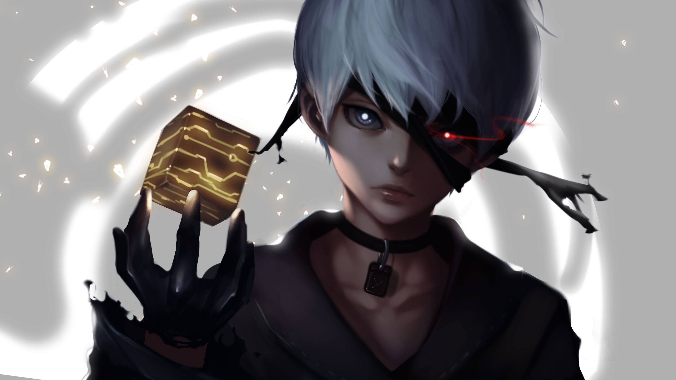 9 Type S, Red Eye, White Hair, Nier - Nier Automata Red Eye - HD Wallpaper 