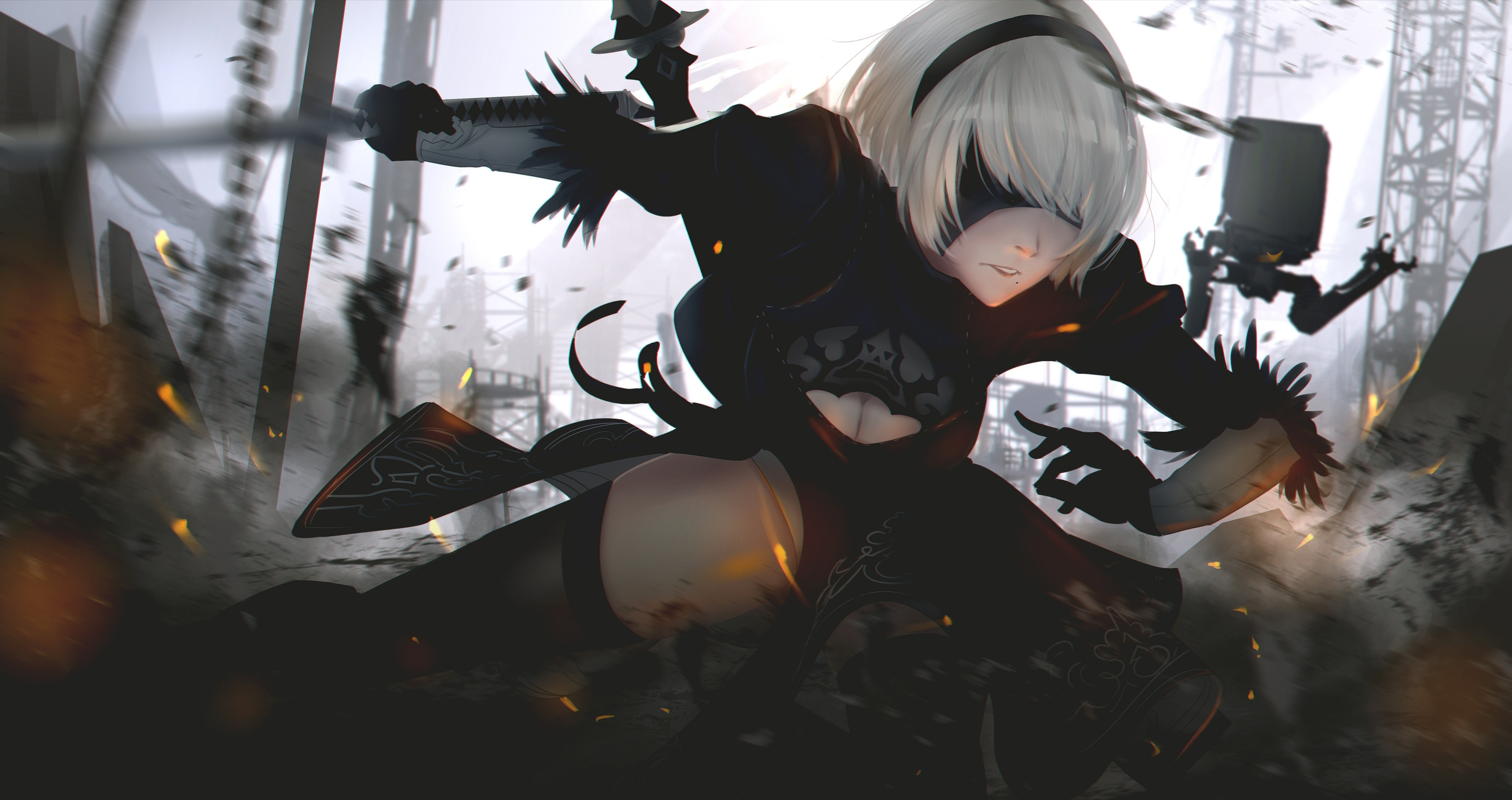 Nier Automata Wallpaper 3d 5540x2933 Wallpaper Teahub Io