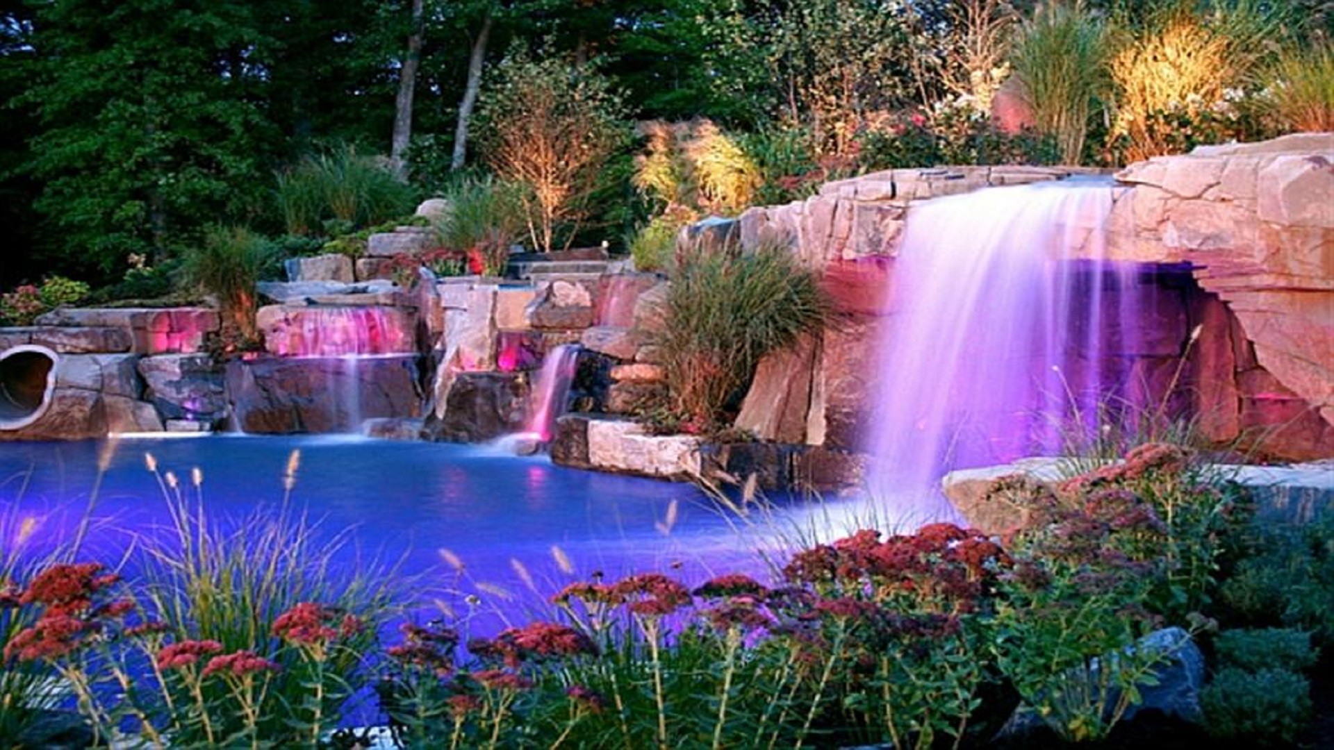 1920x1080, Beautiful Waterfall Pool Nice Hd Wallpapers - Beautiful Waterfalls With Flowers Hd - HD Wallpaper 