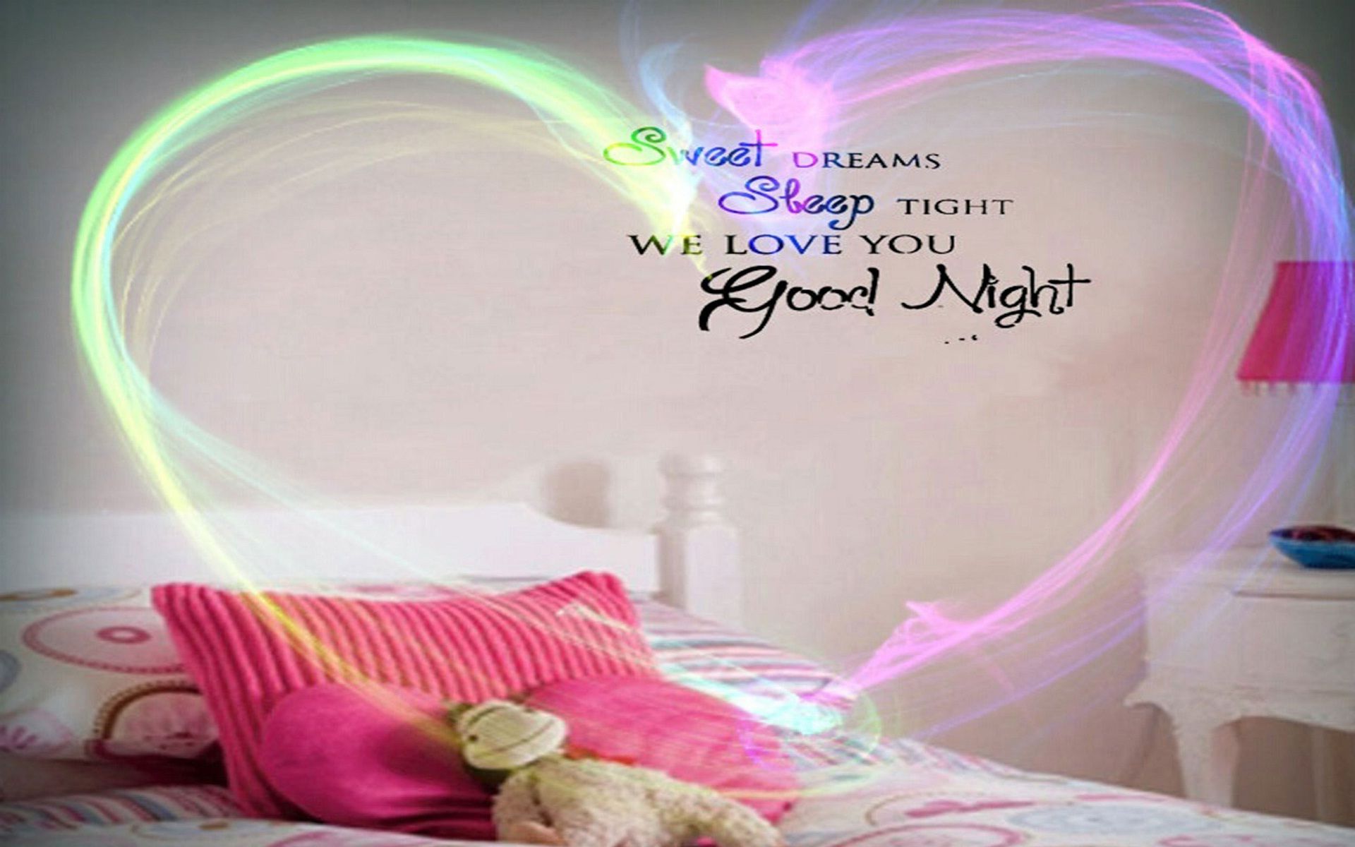 Good Night Love You Hearts Bedroom Wallpapers - Good Night I Love You - HD Wallpaper 