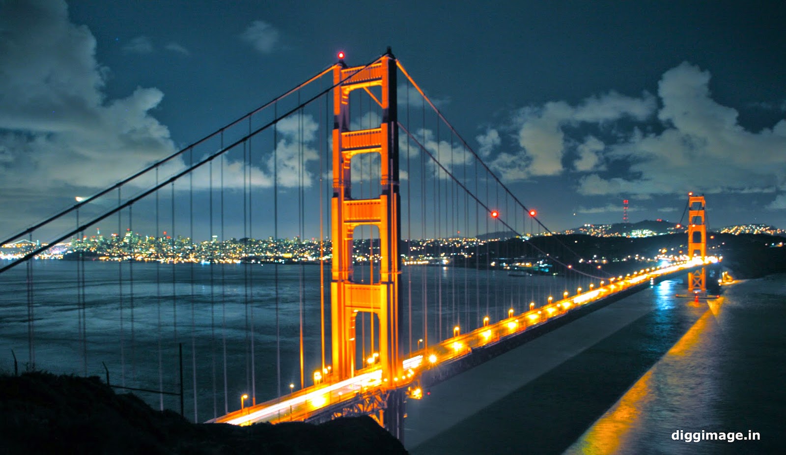 Hd Wallpapers Free Download For Pc - Night Golden Gate Bridge - HD Wallpaper 