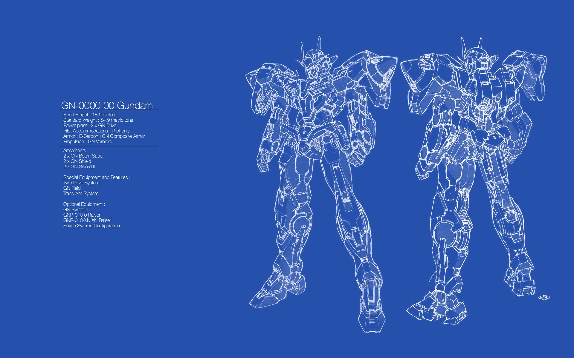 00 Gundam Blue Print Wallpapers - Gundam Blueprints - HD Wallpaper 
