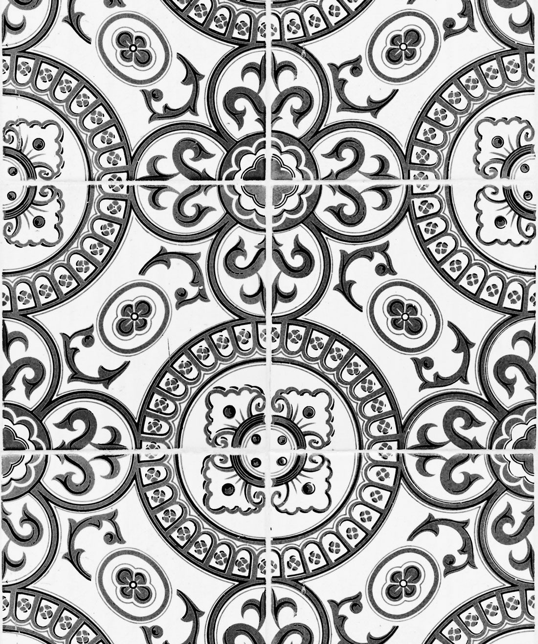 Heritage Tiles Black And White - HD Wallpaper 