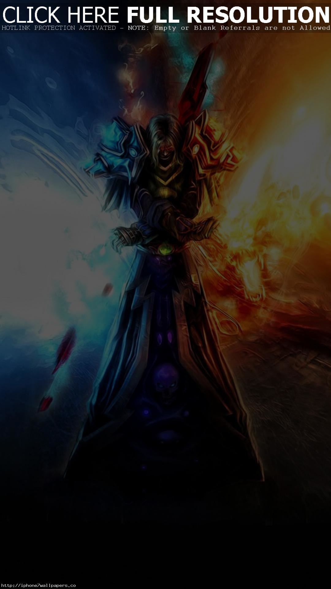 1080x1920, Orange Blue Anime Game Character Android - Wow Warlock Wallpaper Iphone - HD Wallpaper 