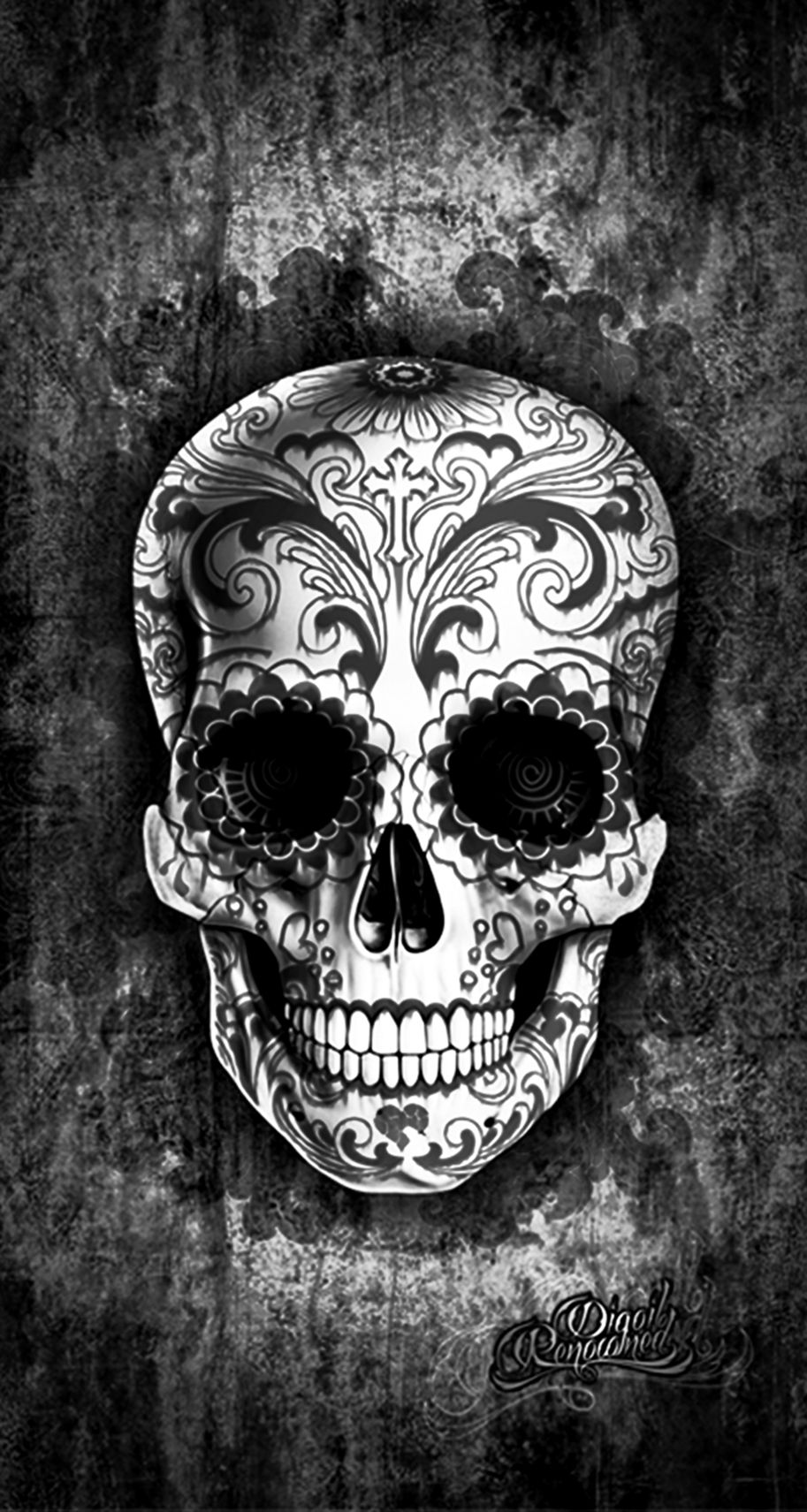 Sugar Skull Black Art - HD Wallpaper 