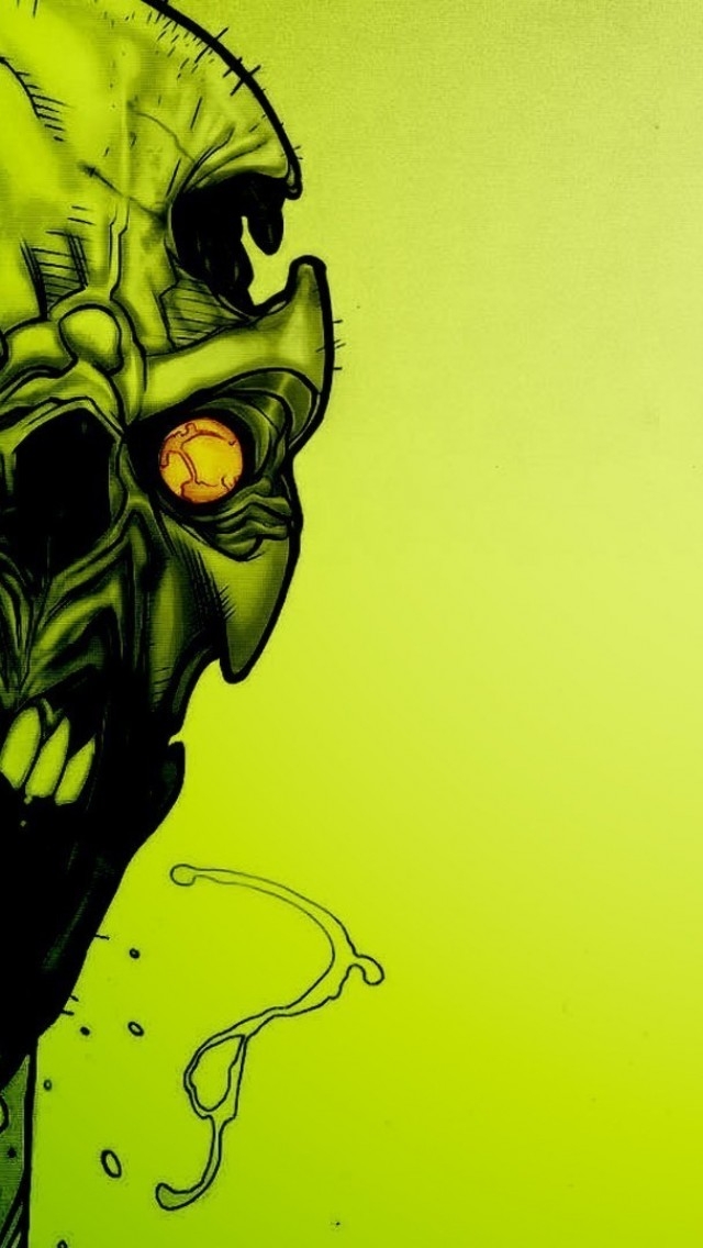 Green Skull - Zombie Art - HD Wallpaper 