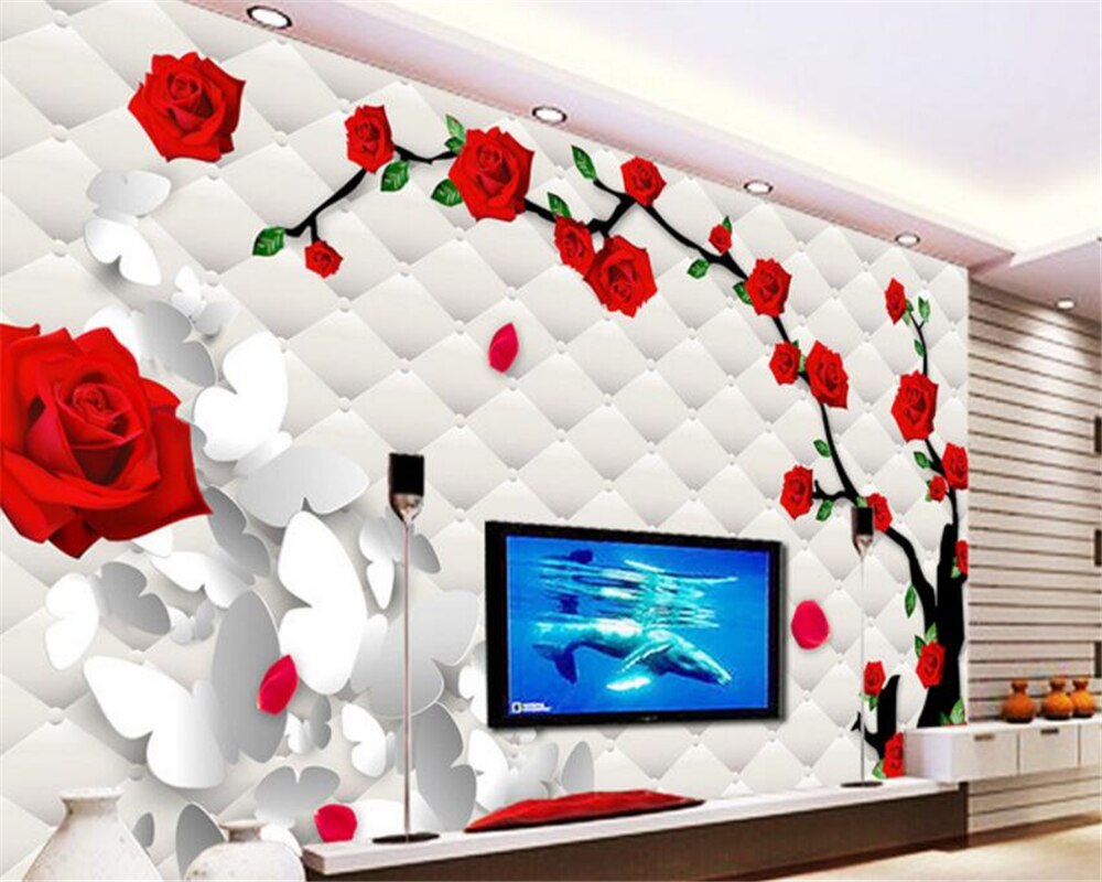 Papel De Parede Com Rosas Vermelhas - HD Wallpaper 