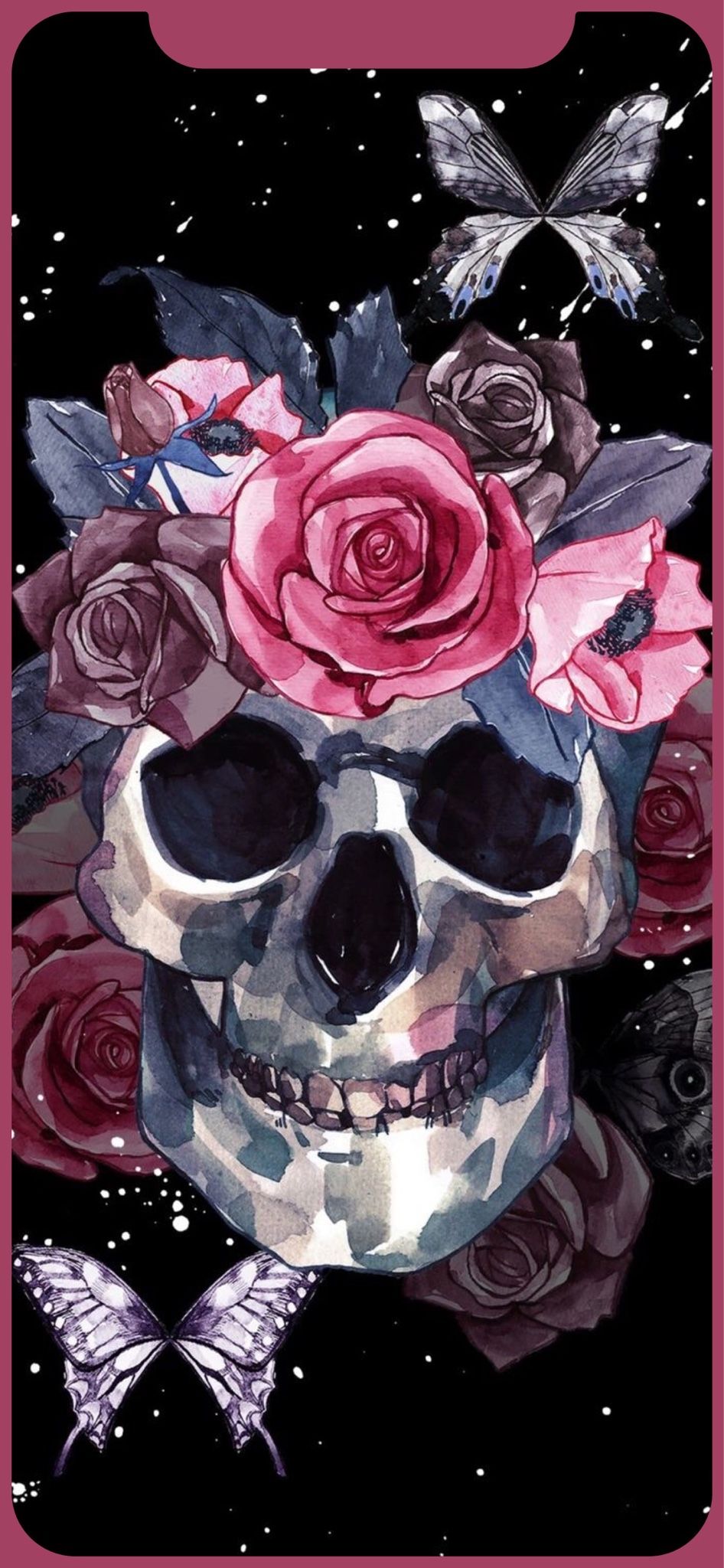 Skull And Flower Iphone X - HD Wallpaper 