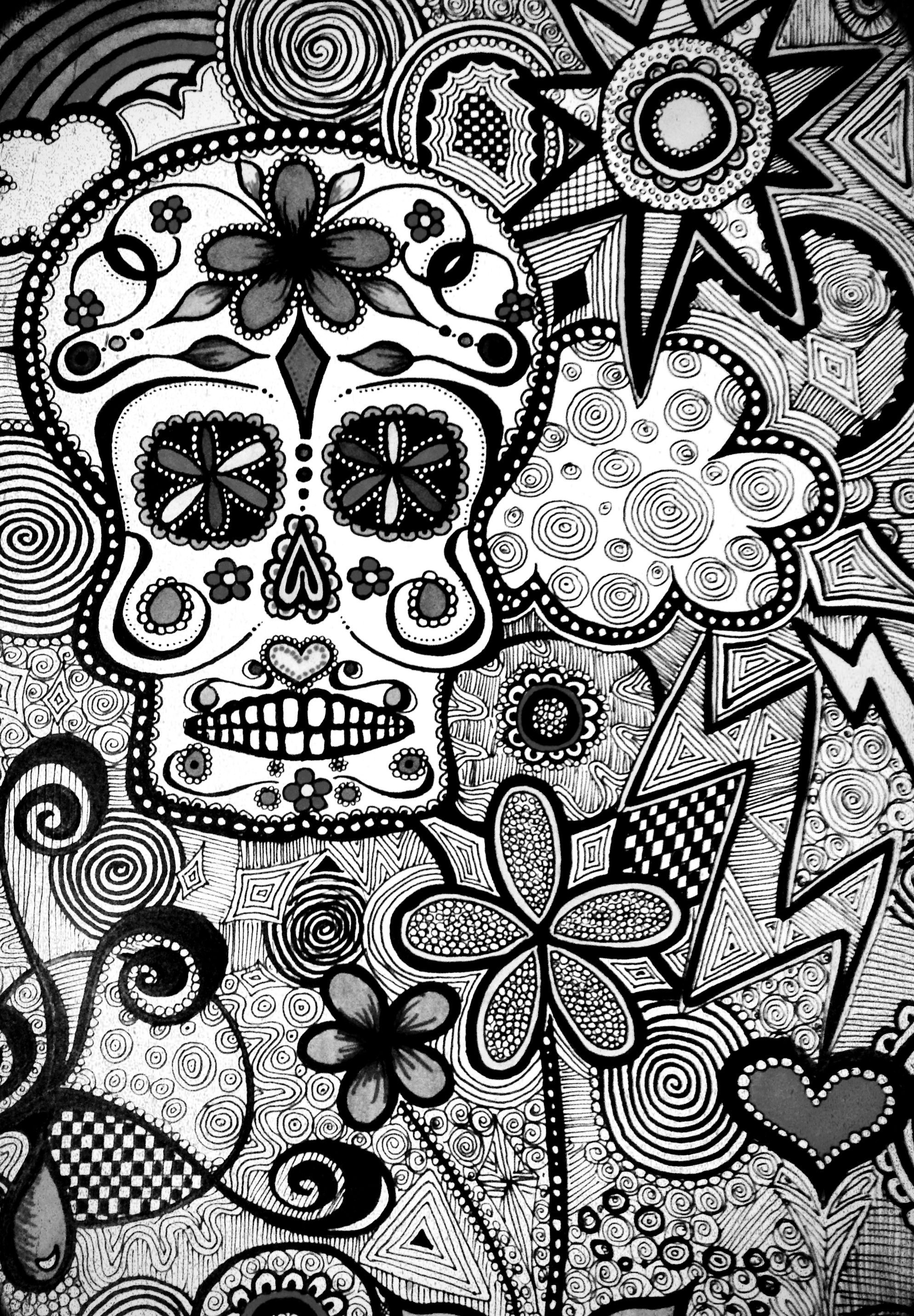 #ki358jz Candy Skull Wallpaper Px - Doodle Wallpaper Black And White - HD Wallpaper 