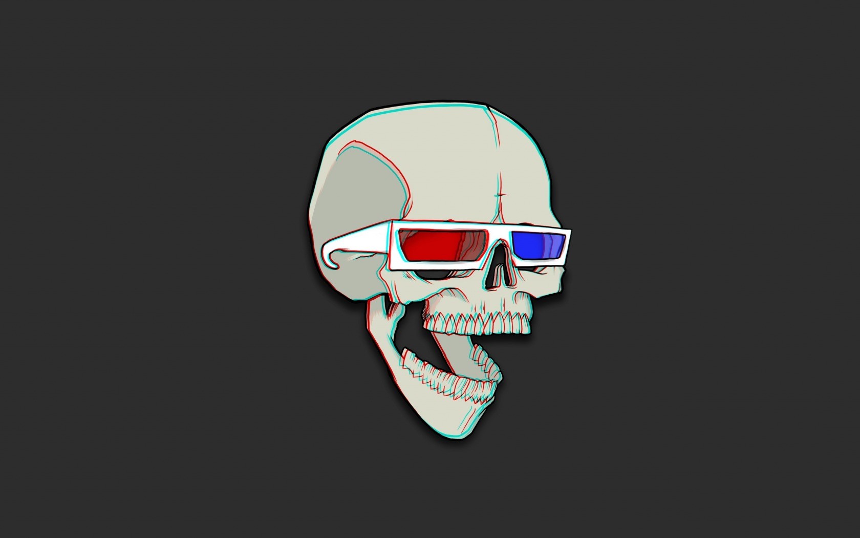 Blue And Red 3d Skull - HD Wallpaper 