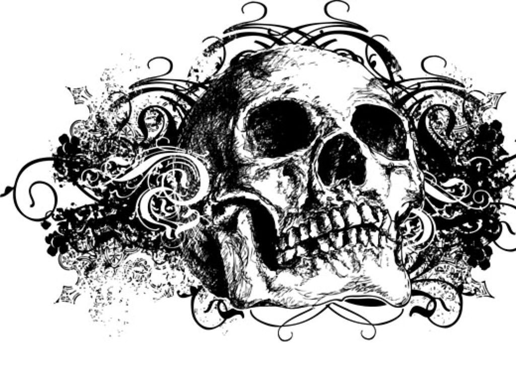 Black And White Graffiti Skull - HD Wallpaper 