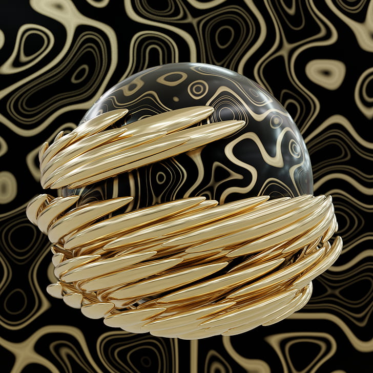 Abstract, Blender, Sphere, Gold, 3d, Render, Hd Wallpaper - Zenbook - HD Wallpaper 