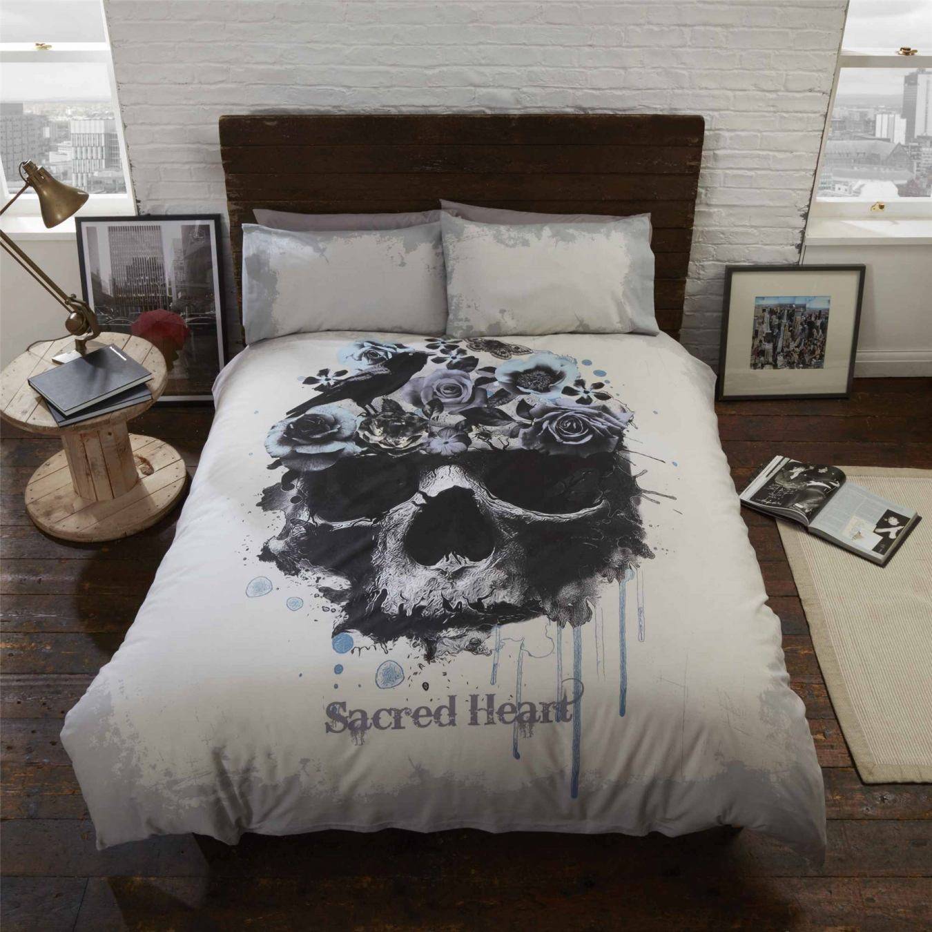 Skull Wallpaper For Bedroom - Fun King Size Duvet Covers - HD Wallpaper 