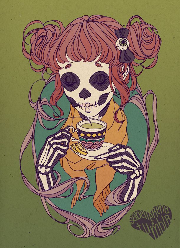 Girl Drinking Tea Art - HD Wallpaper 