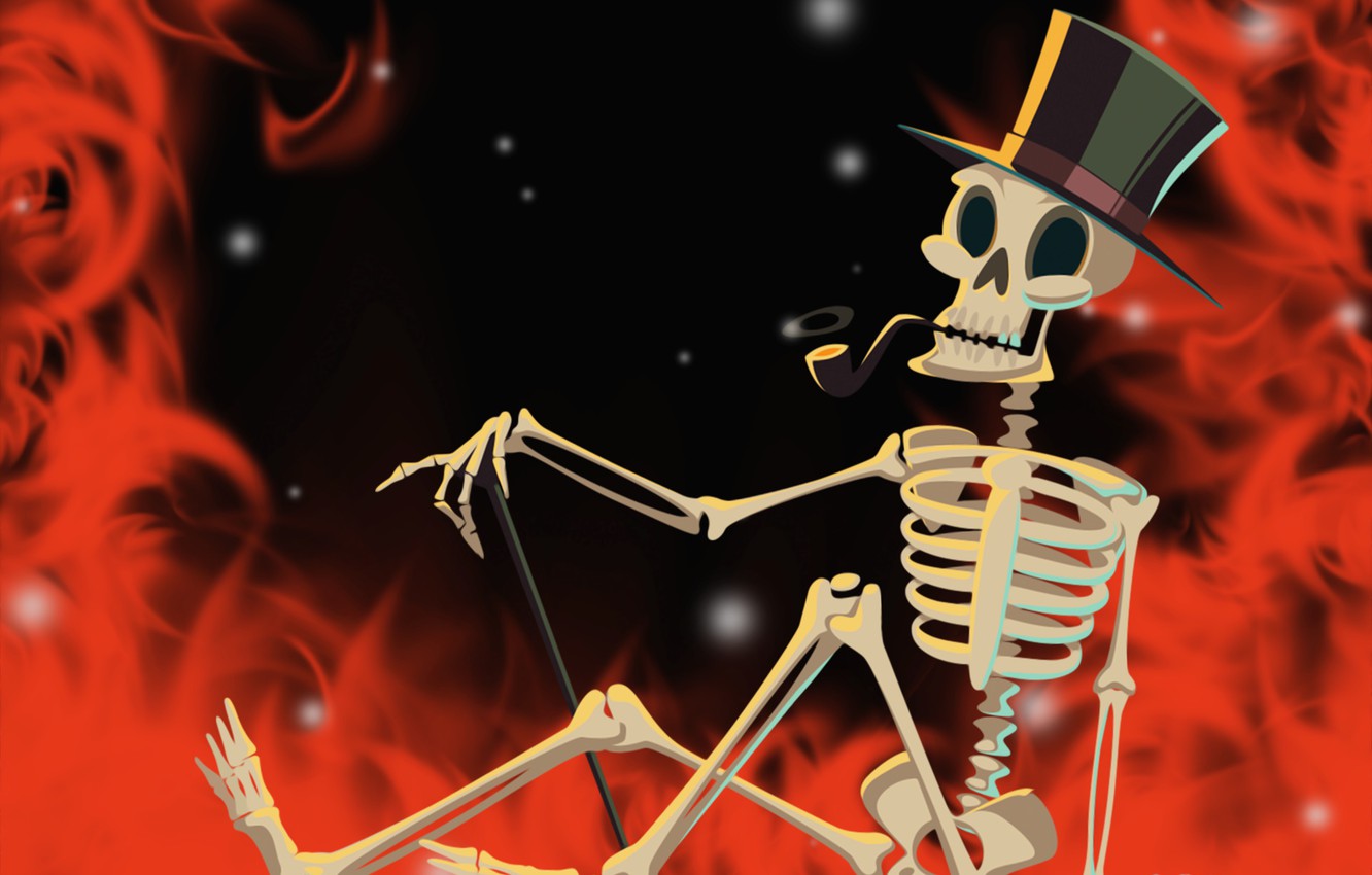 Photo Wallpaper Fire, Skeleton, Halloween, Helloween - Helloween - HD Wallpaper 