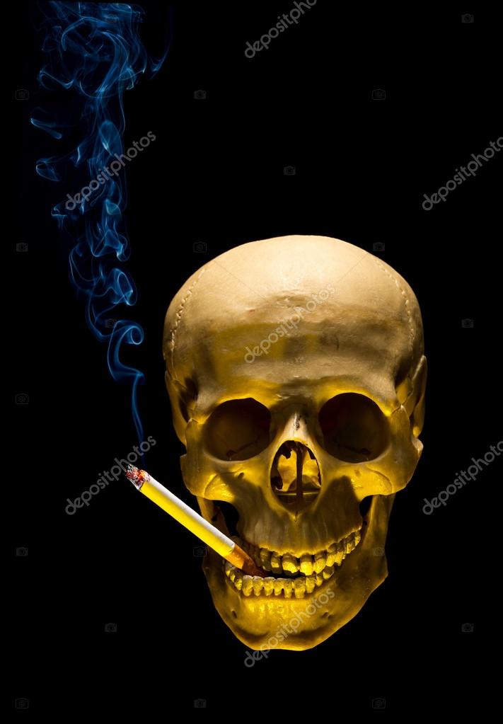 Cigarette Smoking Skull - HD Wallpaper 