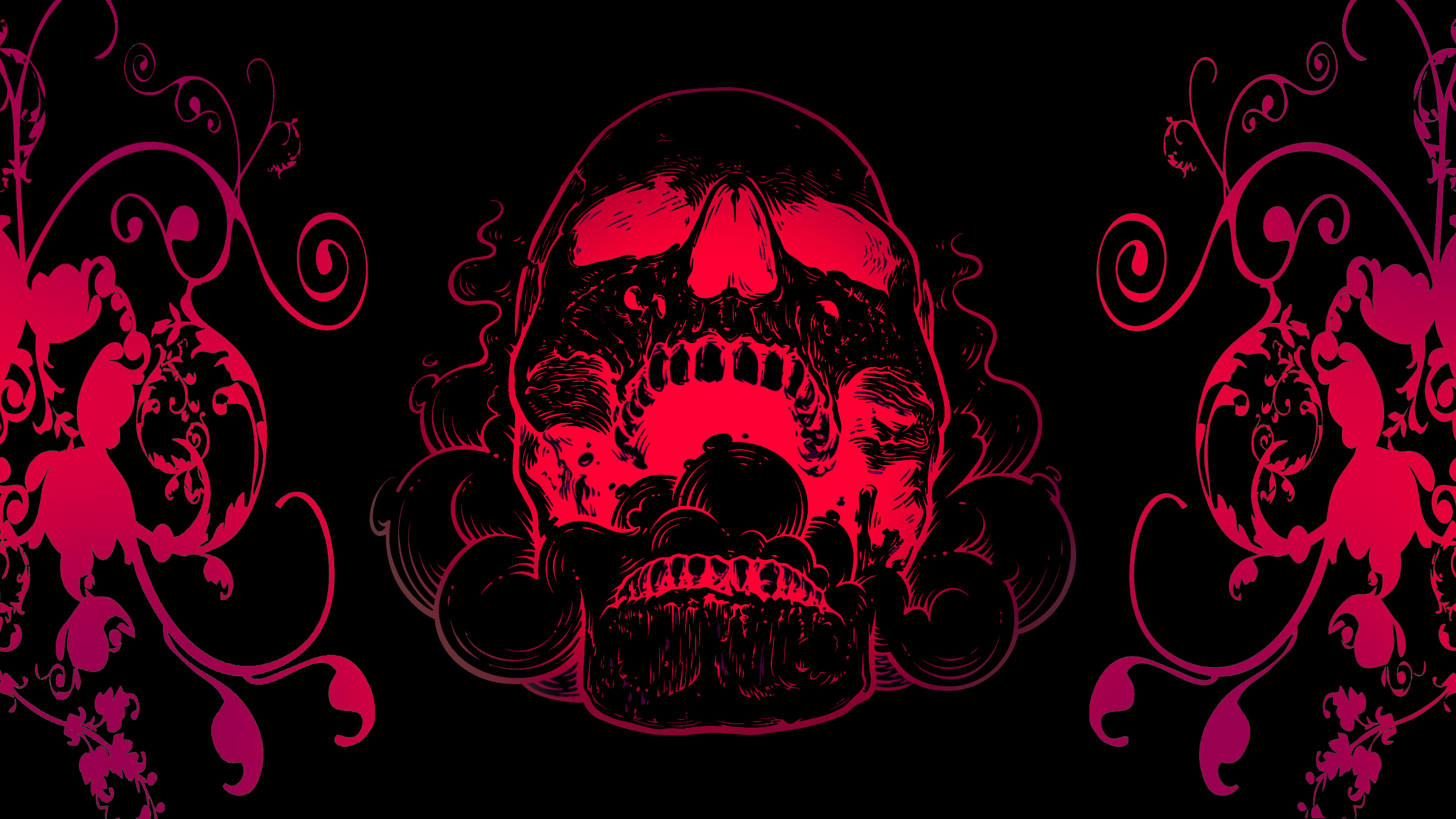 Red Skull Black Background - HD Wallpaper 