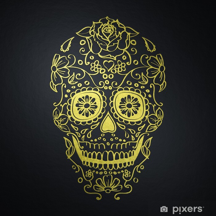 Sugar Skulls Black Background - HD Wallpaper 