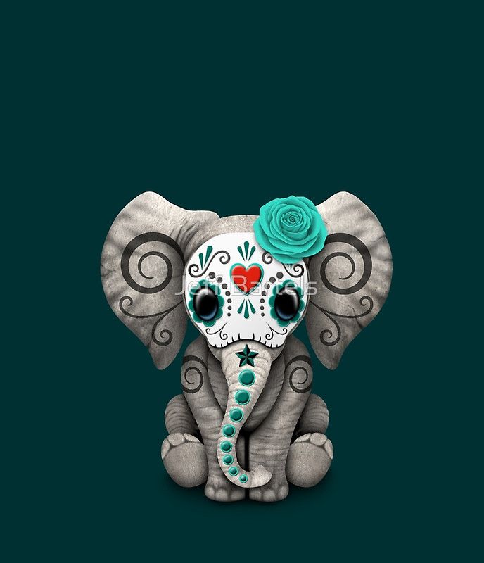 Sugar Skull Baby Elephant - HD Wallpaper 