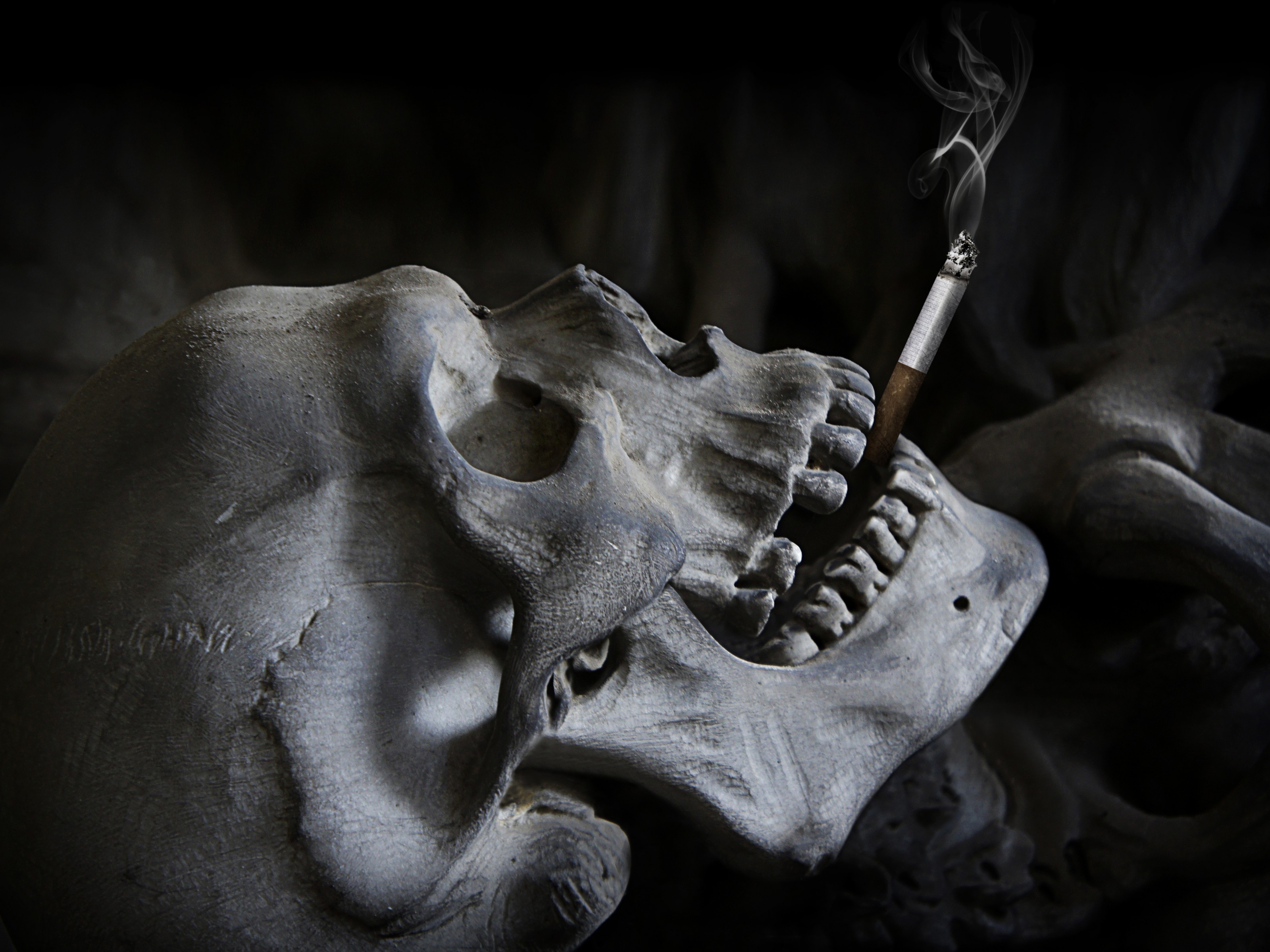 Smoking Skull Wallpaper - HD Wallpaper 