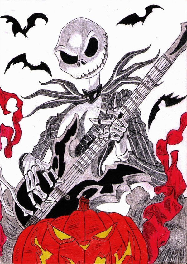 Jack The Skeleton Wallpaper - Jack Skellington With Guitar - HD Wallpaper 