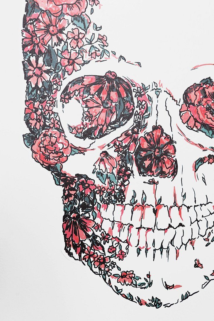 Flowers Skull Wallpaper Iphone - HD Wallpaper 
