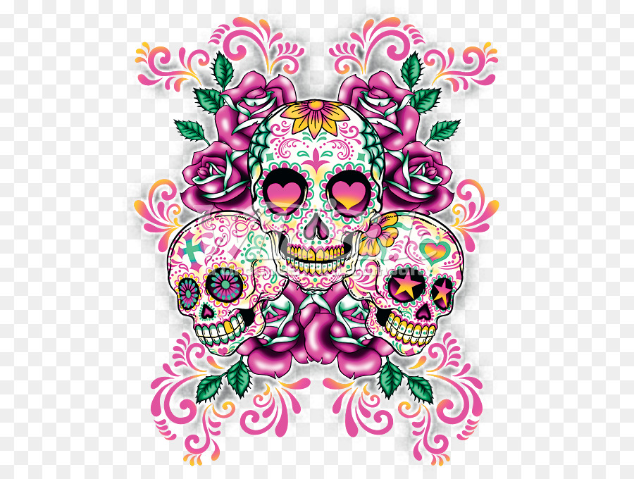 Background Pink Sugar Skull - HD Wallpaper 