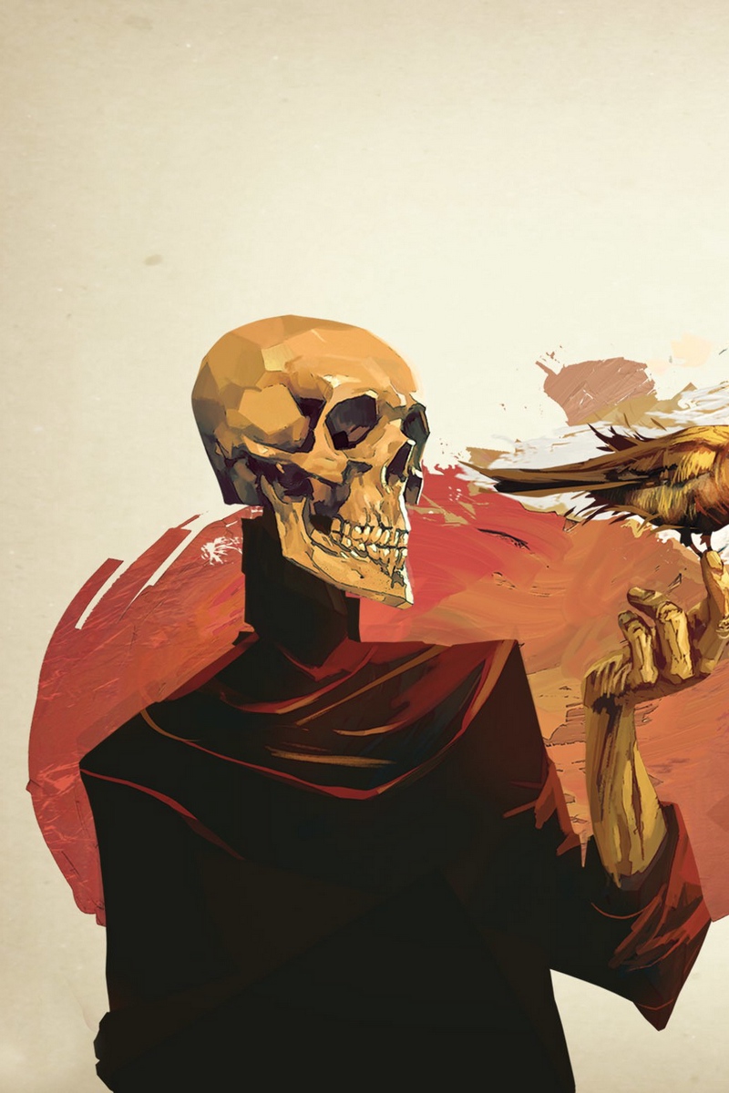 Wallpaper Skull, Skeleton, Flower, Fantasy, Art - Abstract Paintings Of Death - HD Wallpaper 