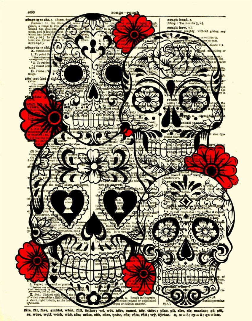 Sugar Skull Iphone Wallpaper - Sugar Skull With Collage - HD Wallpaper 