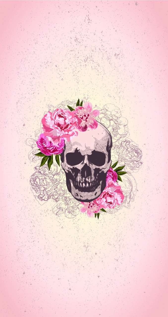 Wallpaper, Skull, And Flowers Image - Pink Skull - HD Wallpaper 
