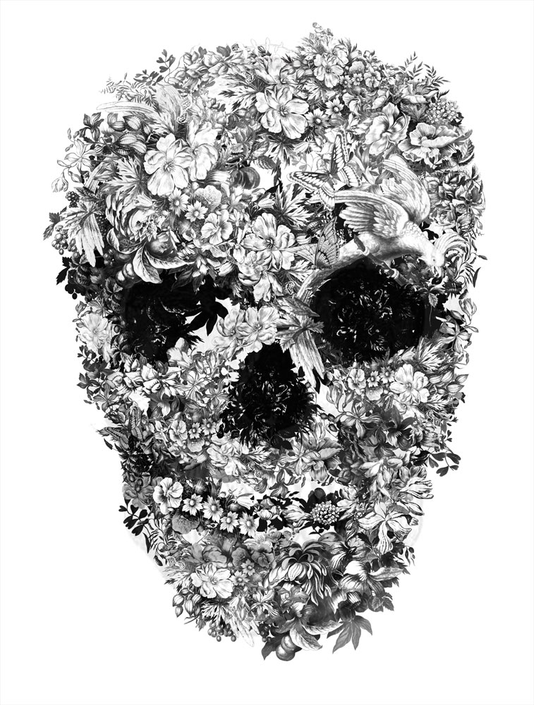 floral skull background