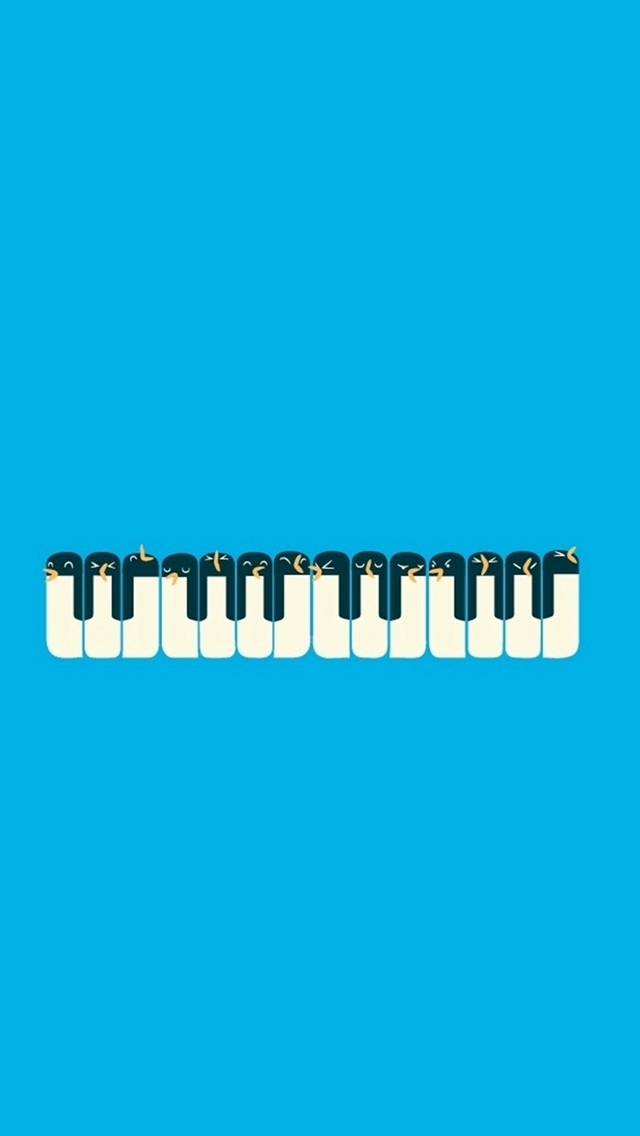 Penguins Piano Minimal Illustration Iphone Wallpaper - Musical Keyboard - HD Wallpaper 