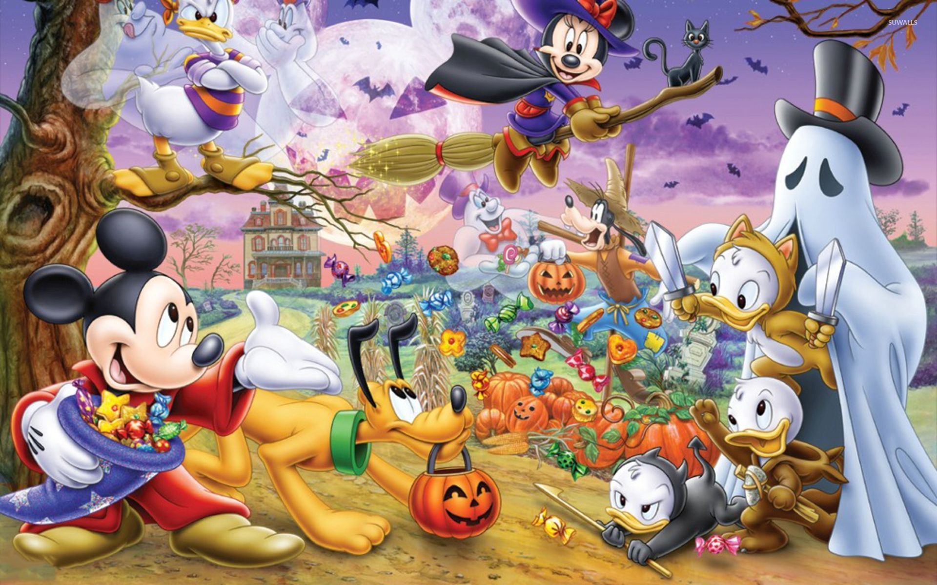 Background Winnie The Pooh Halloween - HD Wallpaper 