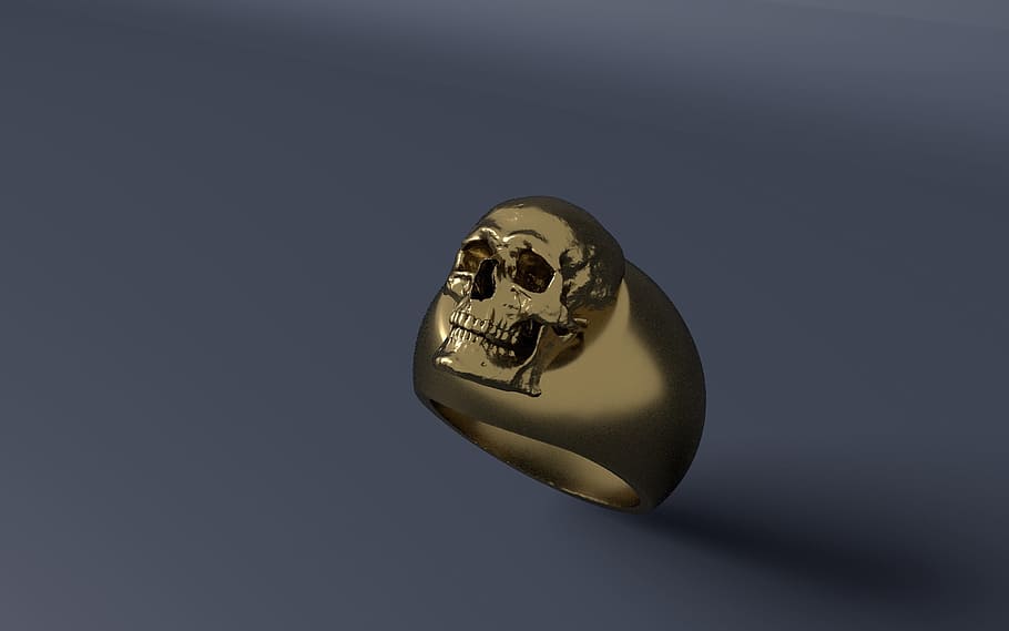 Ring, Gold, Skull And Crossbones, Jewellery, Golden - Skull - HD Wallpaper 