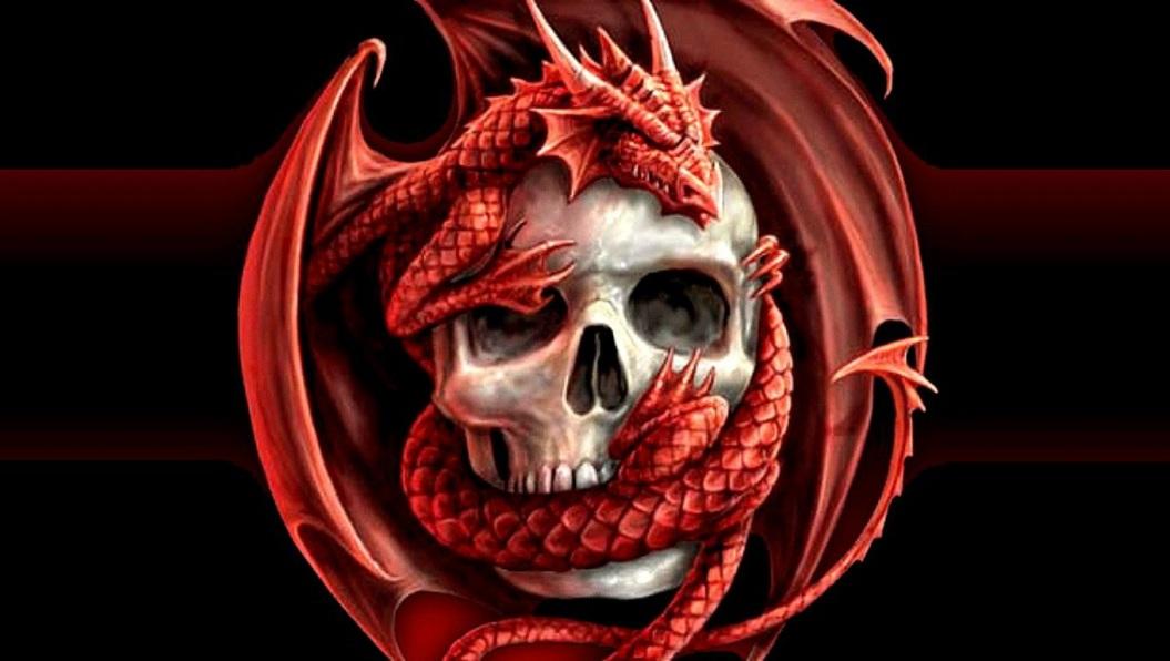 Dragonic Evil Skull Wallpaper Ay - Red Dragon Wallpaper For Mobile - HD Wallpaper 