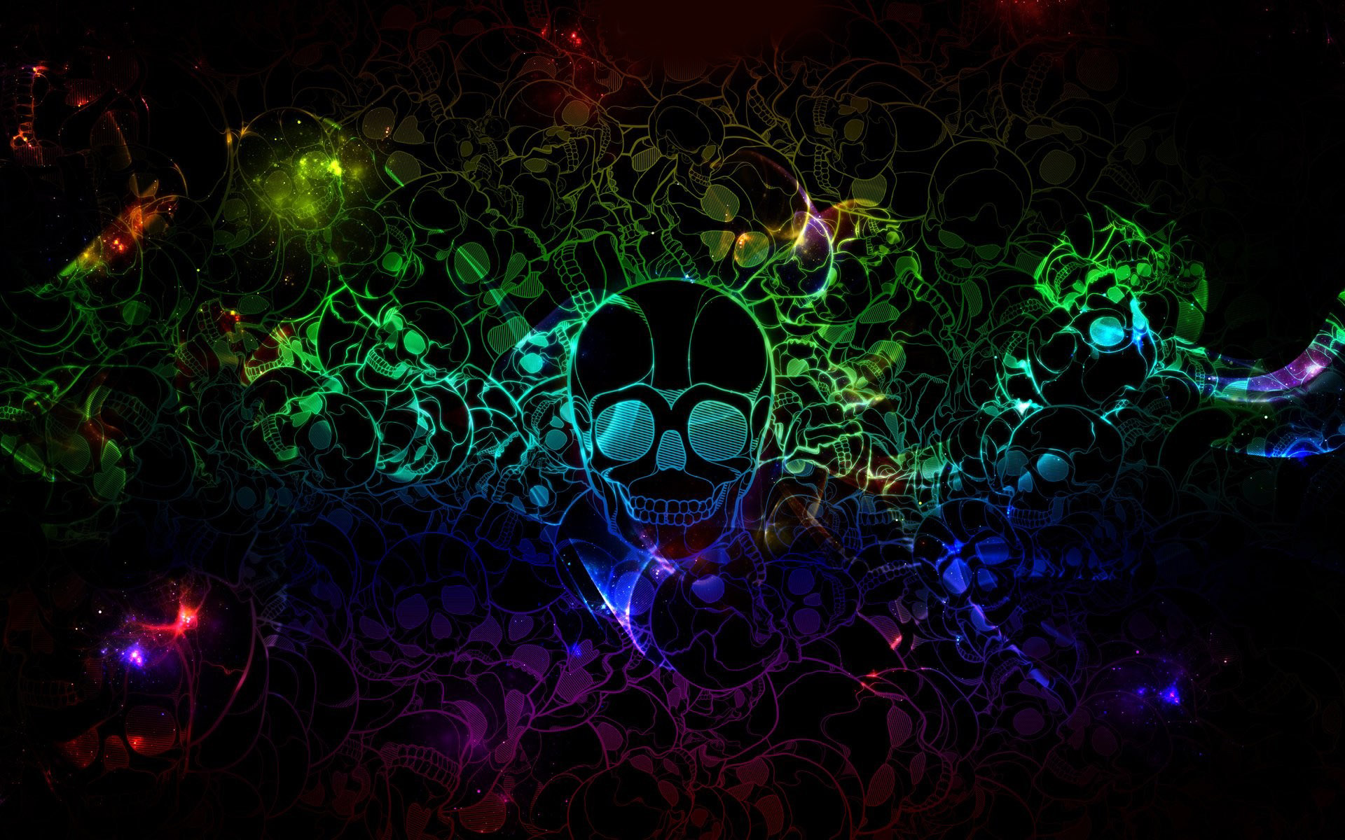 Neon Skulls Wallpaper - Skull Wallpaper For Computer - HD Wallpaper 
