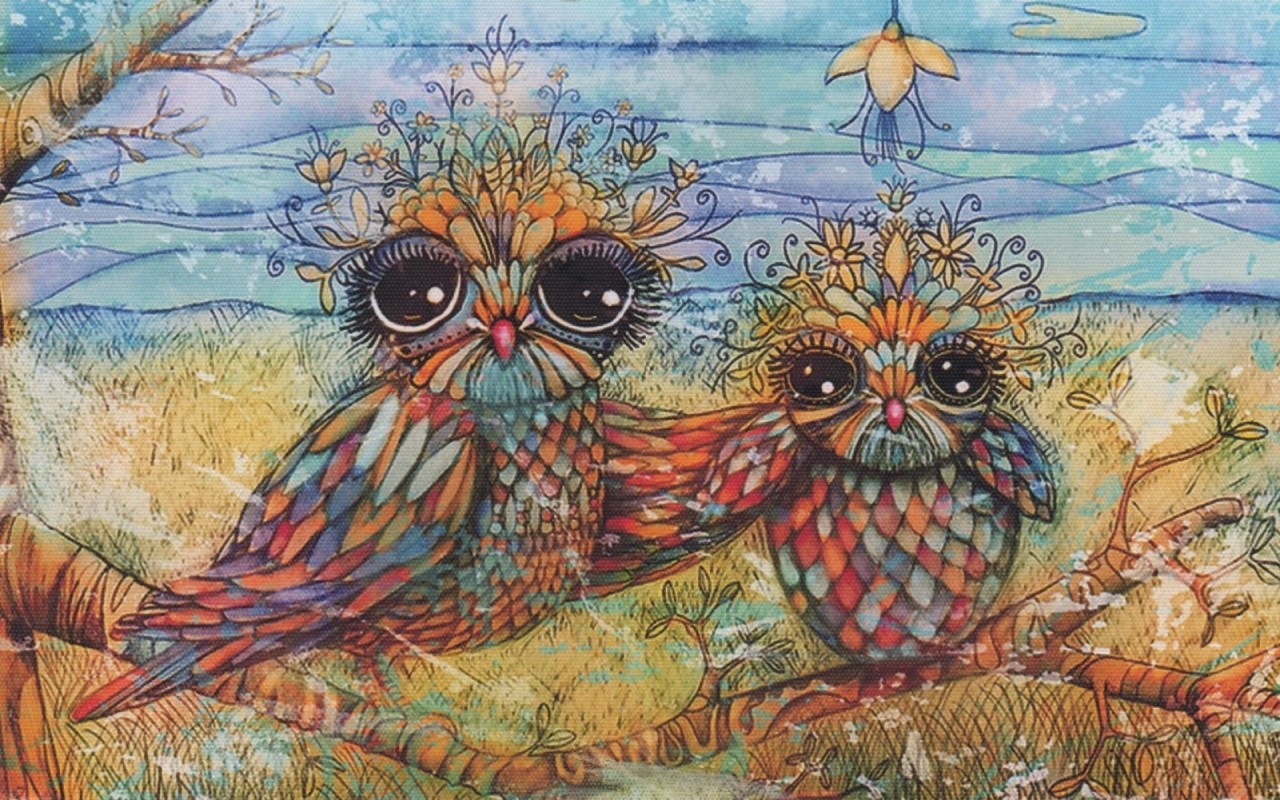 Abstract Owls Mother & Child Wallpapers - Imagenes De Buhos Lindos - HD Wallpaper 