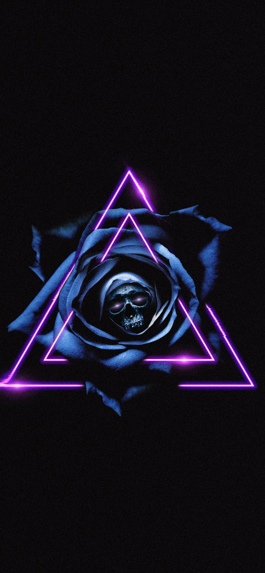 Skull, Dark, Triangles, Blue Rose, Art, Wallpaper - Rose Art - HD Wallpaper 