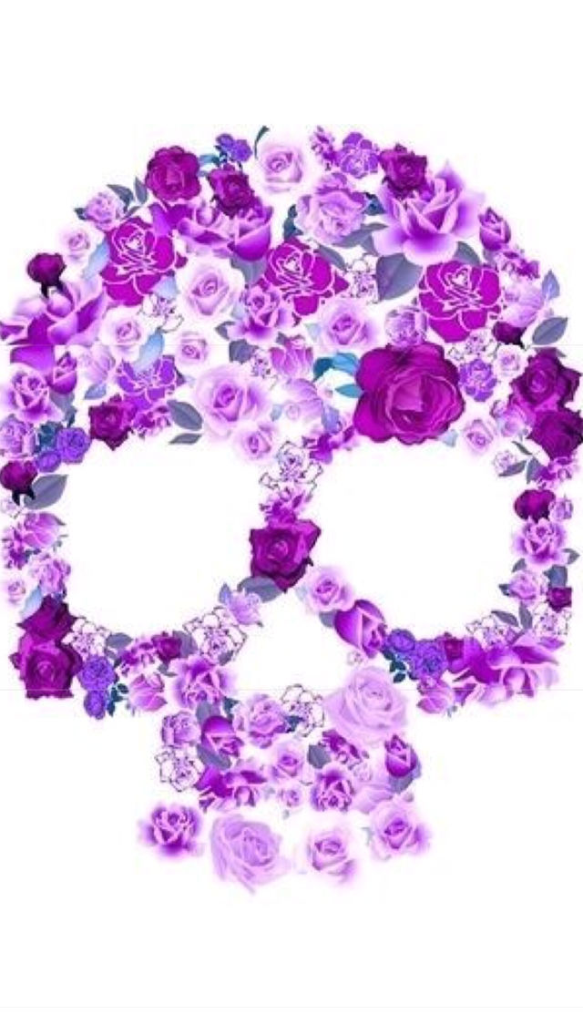 Purple Flower Skull - Sugar Skull Purple Flower - HD Wallpaper 