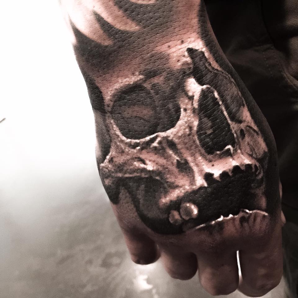 Skull Tattoo Hand - HD Wallpaper 