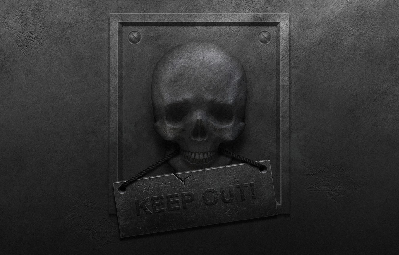 Photo Wallpaper Metal, Wall, Danger, Plate, Skull, - Metal - HD Wallpaper 