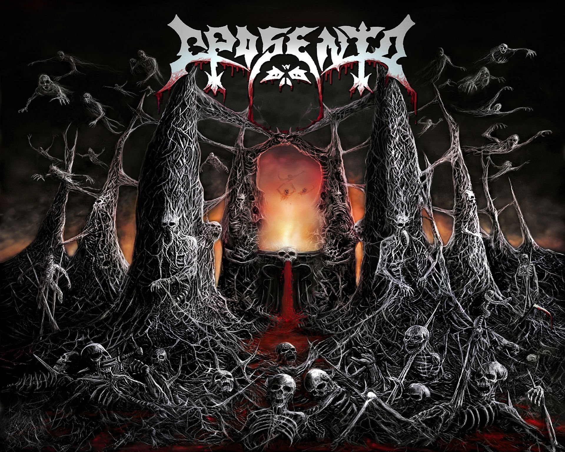 Death Metal Heavy Dark Horror Evil Poster Skull Skeleton - Spanish Death Metal Band - HD Wallpaper 